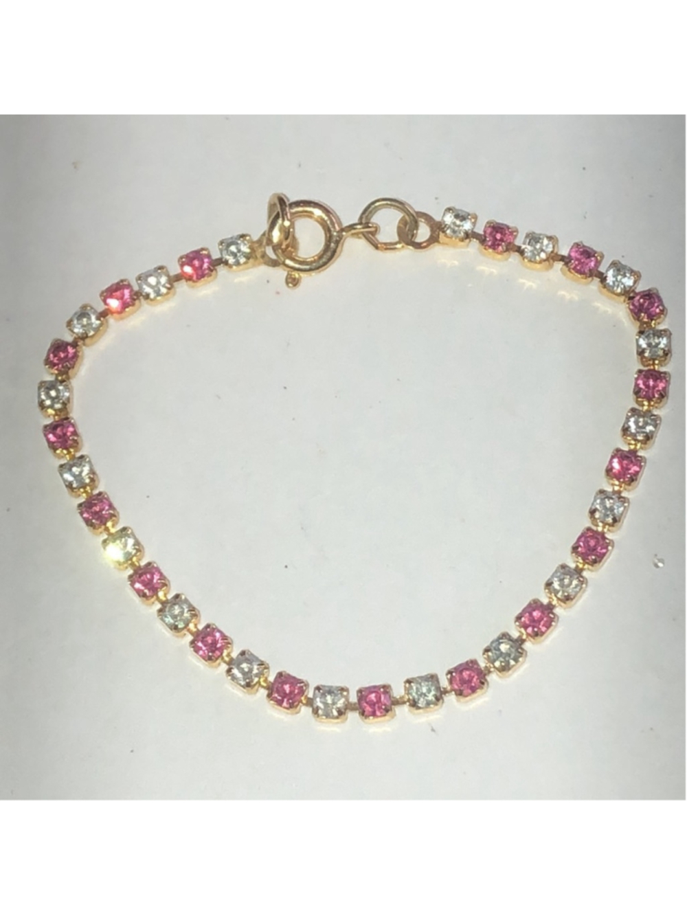 Elegant Gold Tone Pink CZ Rhinestone Bracelet
